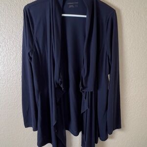 Coldwater Creek Women's Small‎ Waterfall Cardigan Lightweight Navy Jersey Fabric